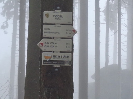 rozcestník na Vysoké